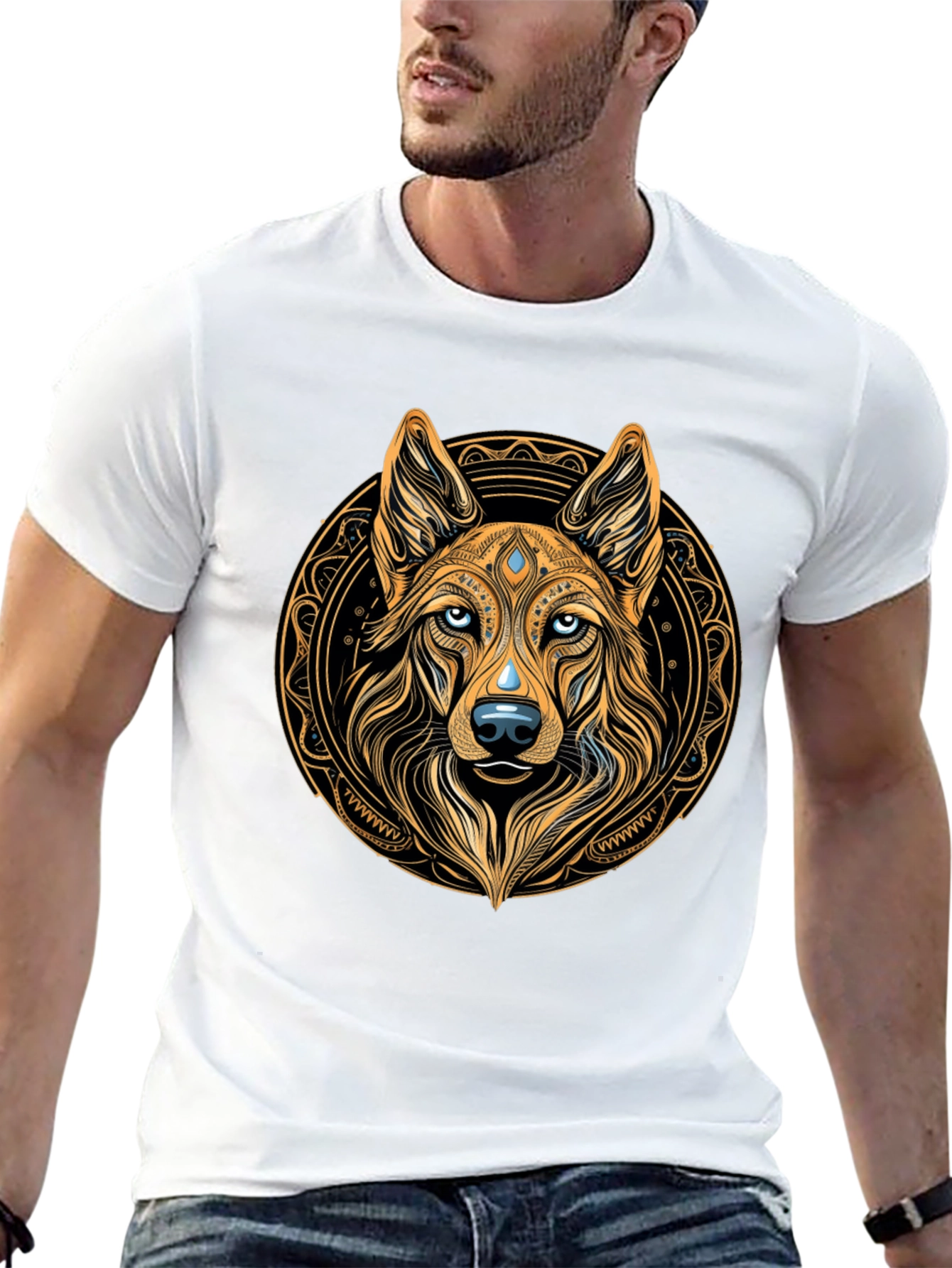 Wolf Mandala Graphic Tee - Premium Comfort Fit
