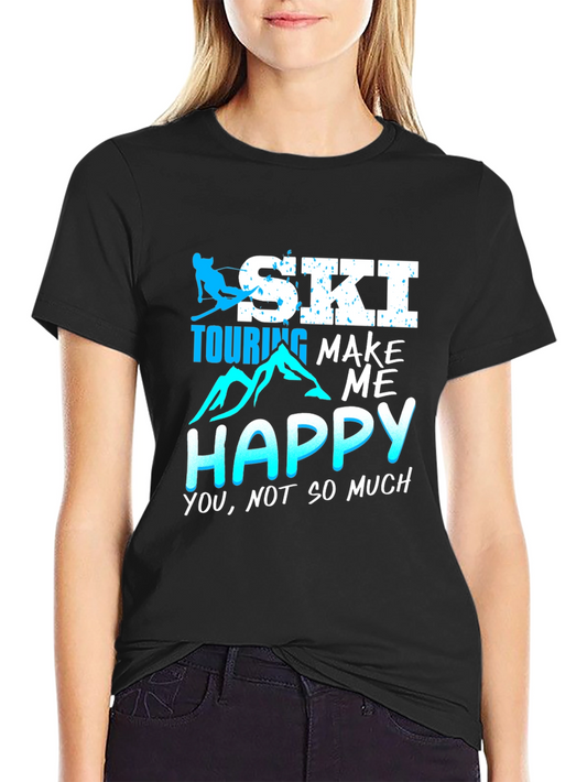 Ski Touring Make Me Happy Black T-Shirt