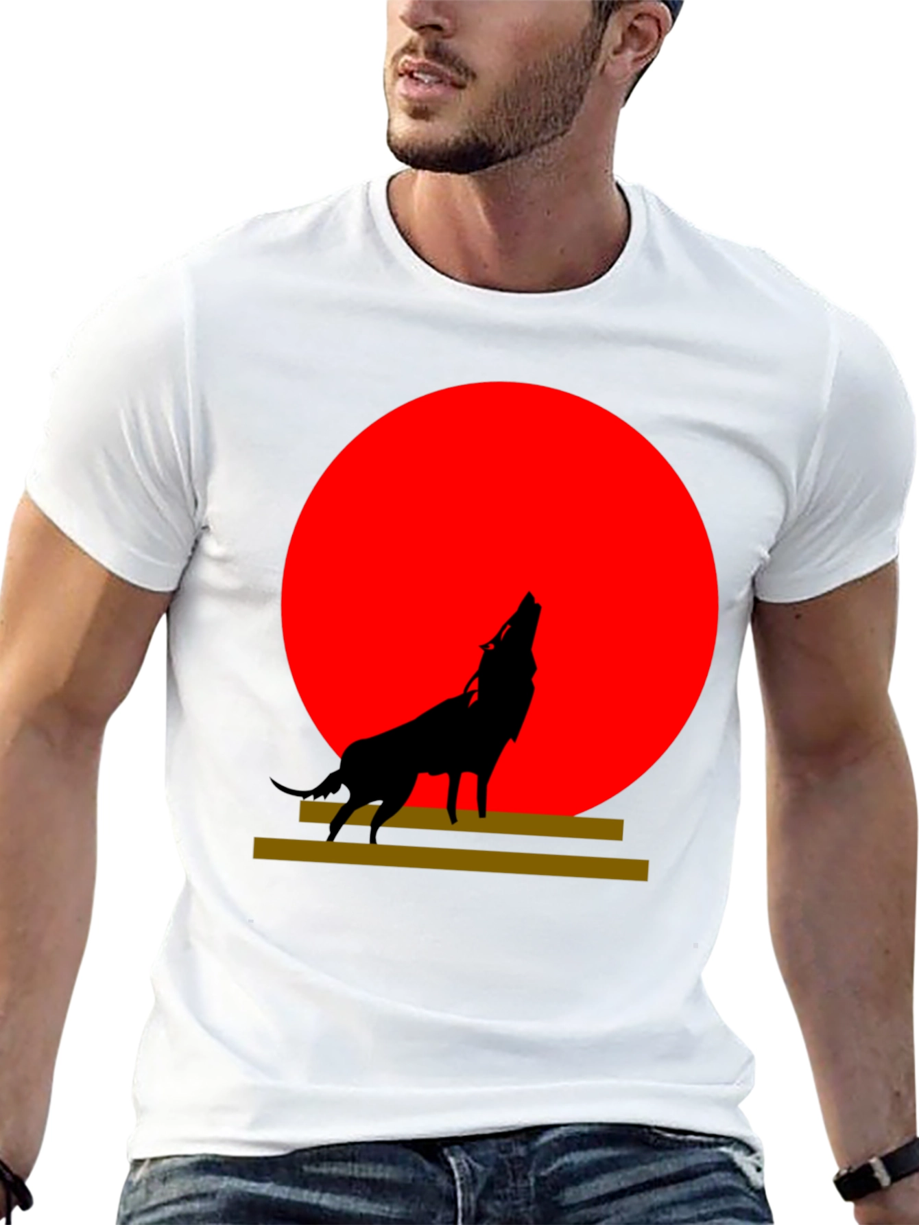 Wolf Silhouette Graphic Tee - Red Moon Design