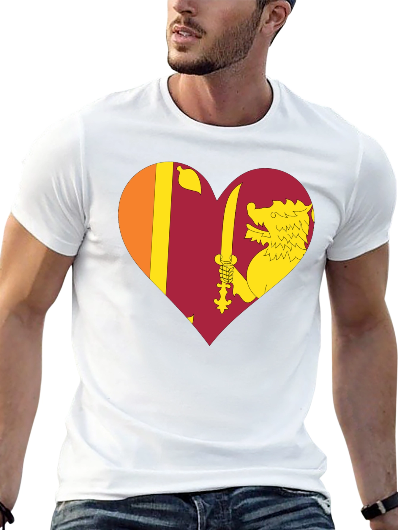 Sri Lanka Flag Heart T-Shirt - Show Your Love!