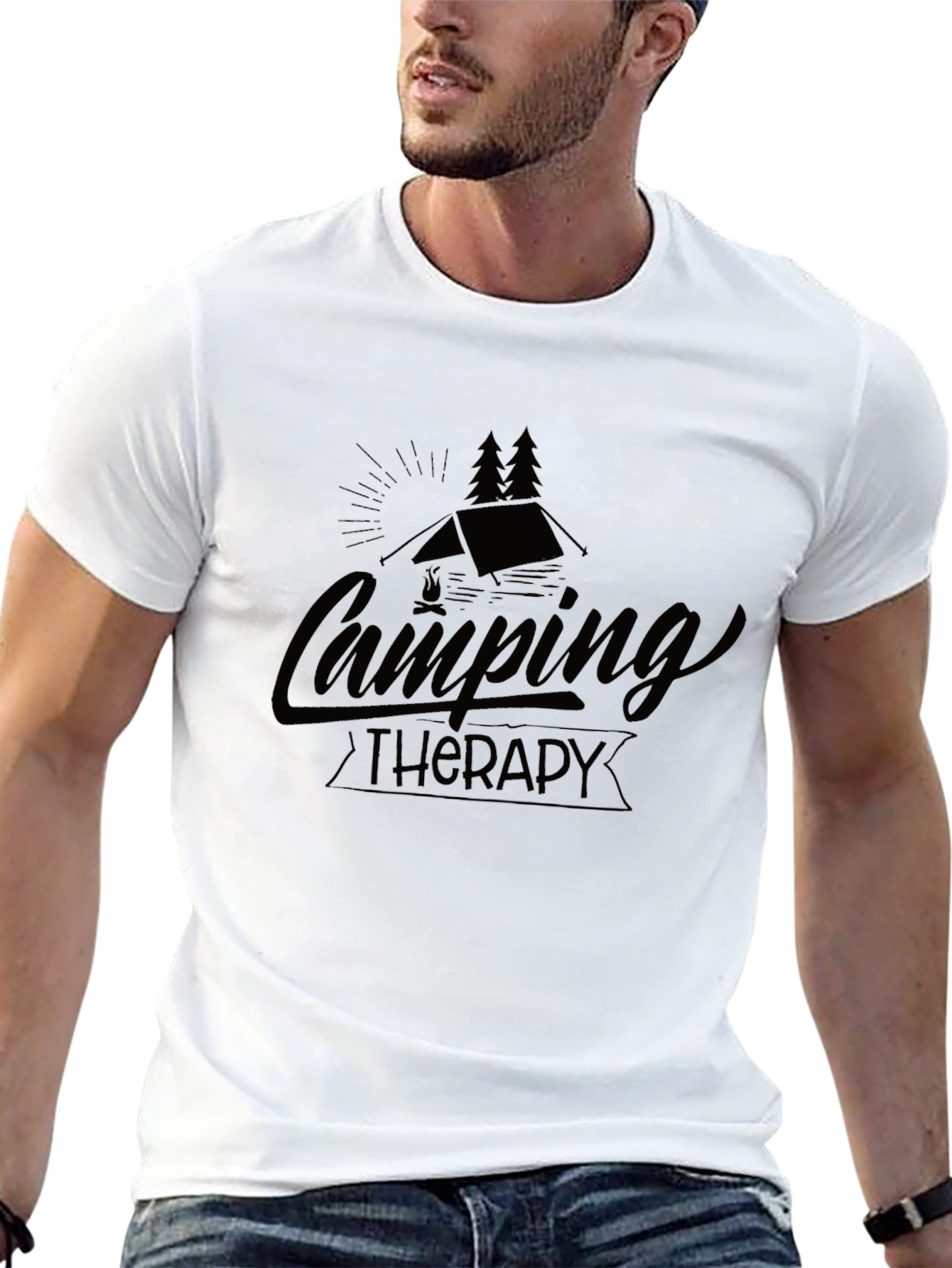 Camping Therapy Graphic Tee - Black