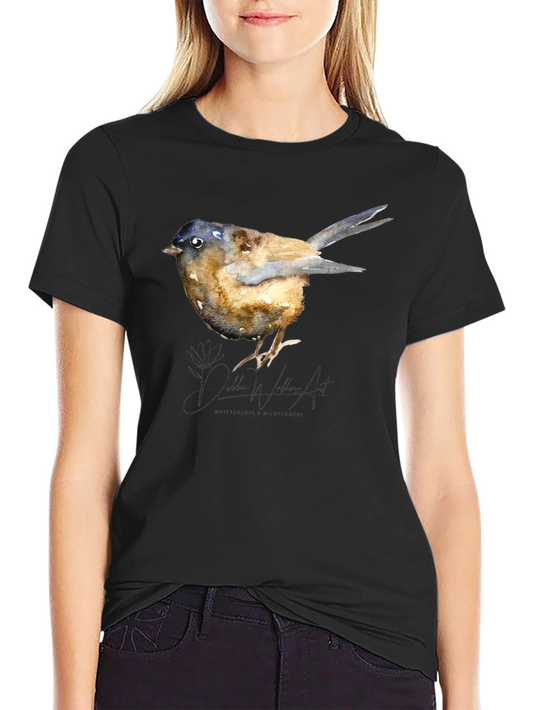 Watercolor Bird Graphic Tee - Stylish Black T-Shirt