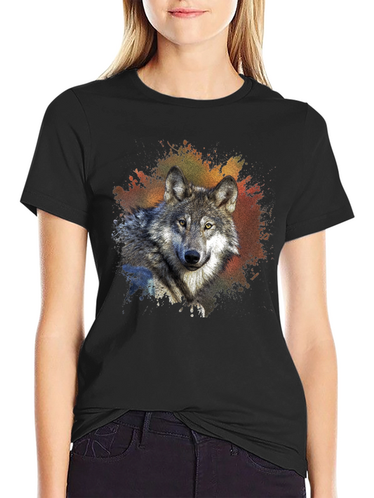 Wolf Graphic Tee - Mens Black Crew Neck T-Shirt