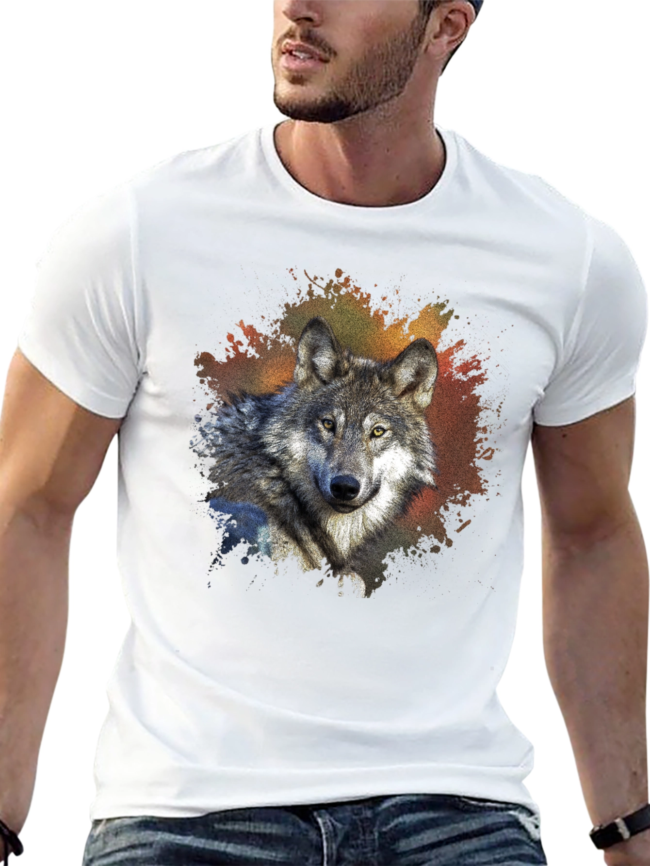 Wolf Graphic Tee - Mens Black Crew Neck T-Shirt