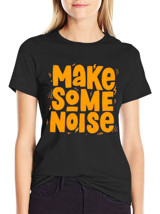 Make Some Noise Graphic Tee - Black Crew Neck T-Shirt