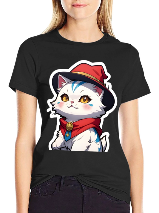 Cute Anime Cat Graphic T-Shirt