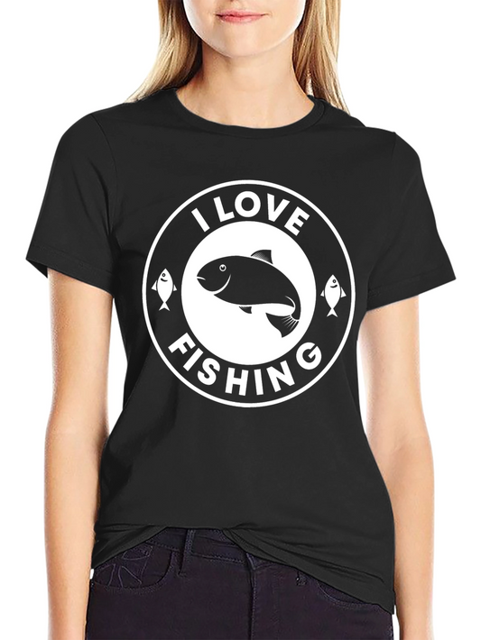 I Love Fishing Graphic T-Shirt - Black