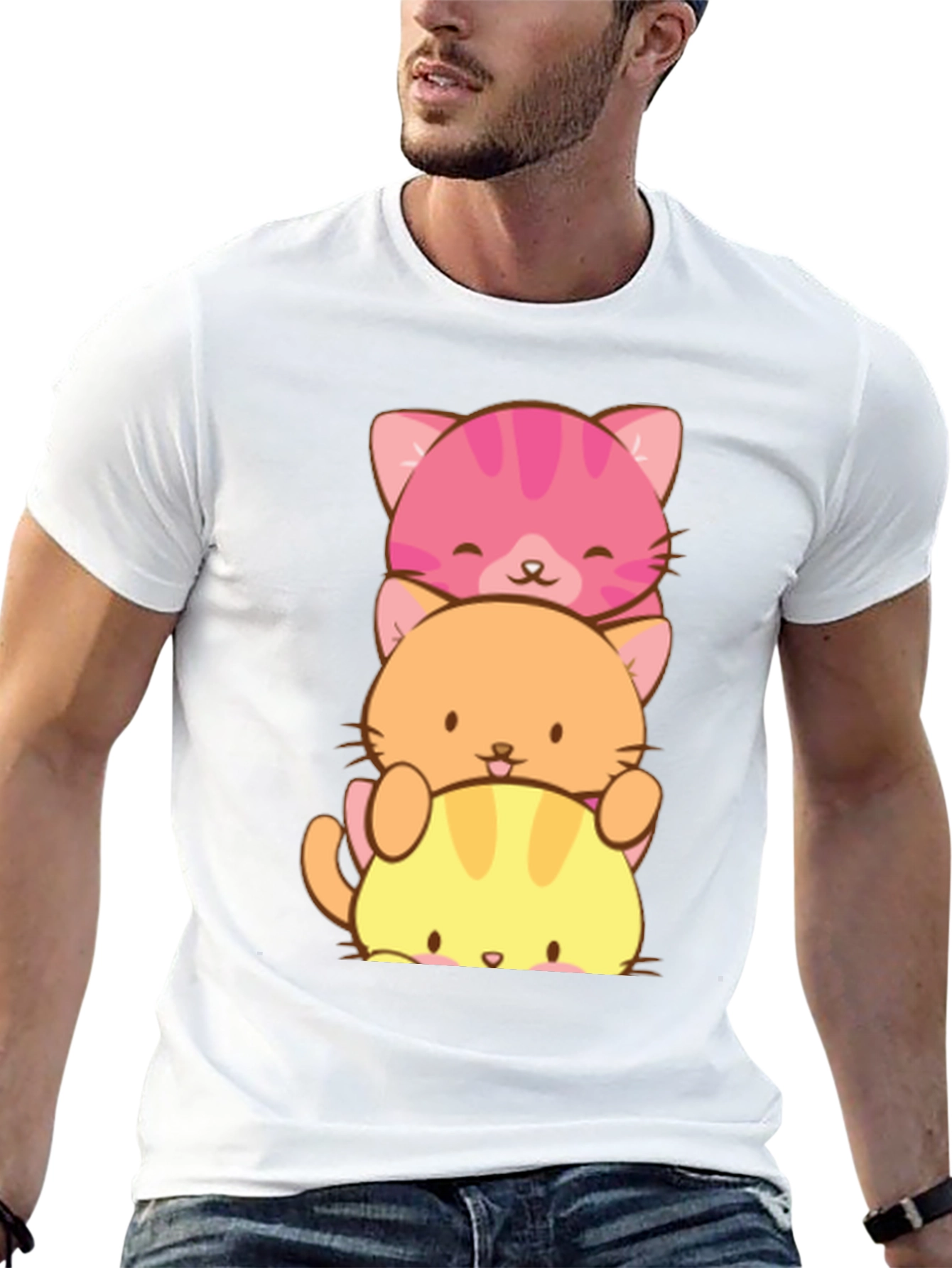 Stacked Cat T-Shirt - Cute Kawaii Design