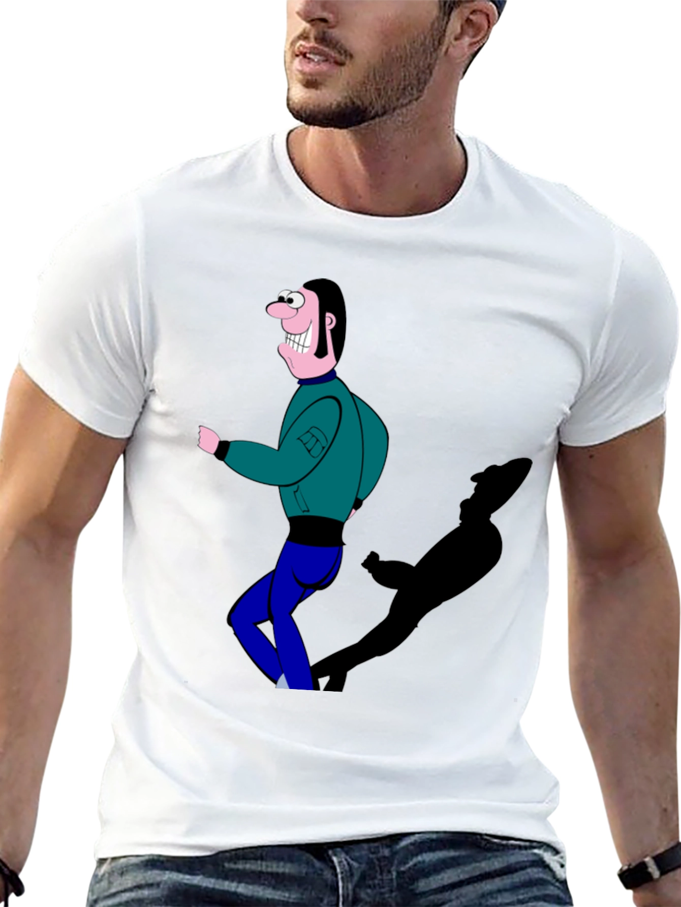 Cartoon Man Graphic T-Shirt Black Tee