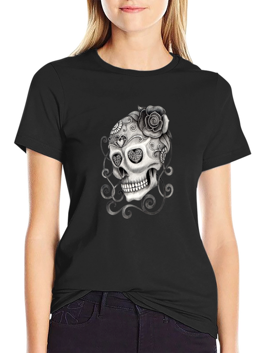 Skull & Rose Graphic T-Shirt - Mens Black Tee