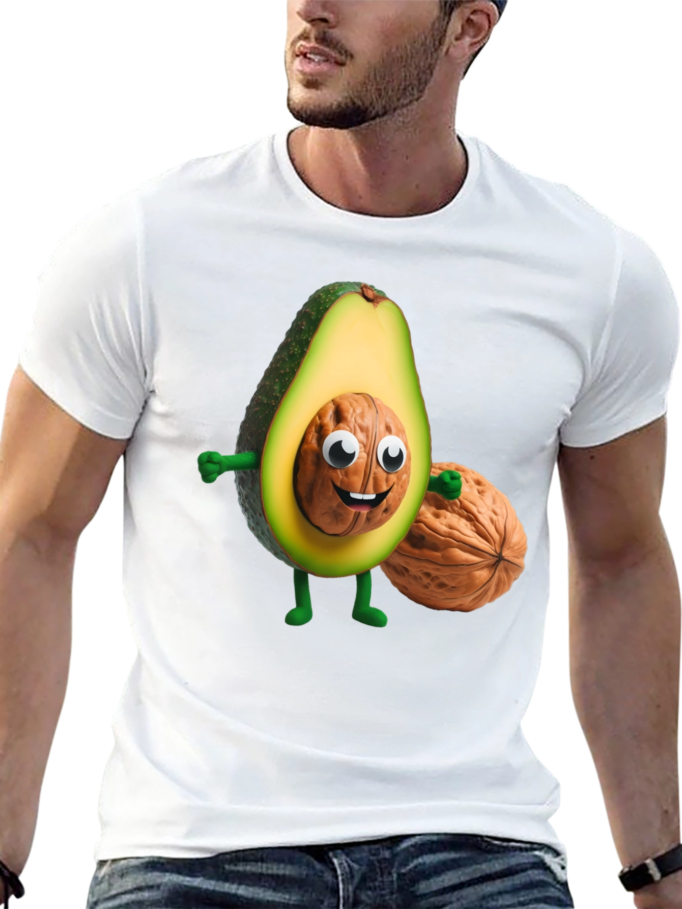 Avocado Nut Character Black T-Shirt