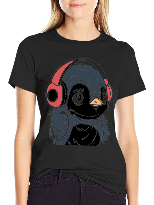 Cool Bird with Headphones Graphic Tee