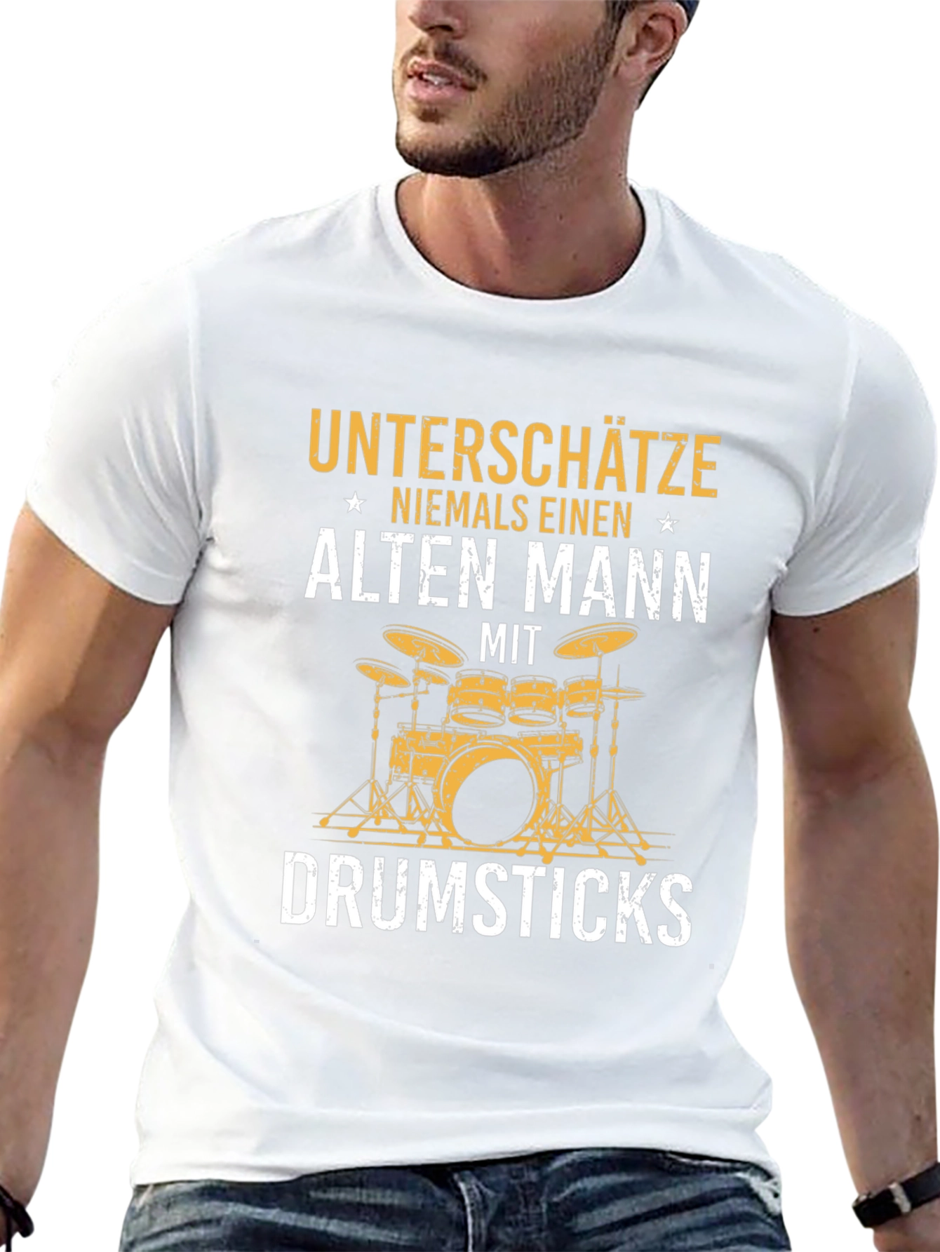 Drummer Dad T-Shirt - Alten Mann Drumsticks