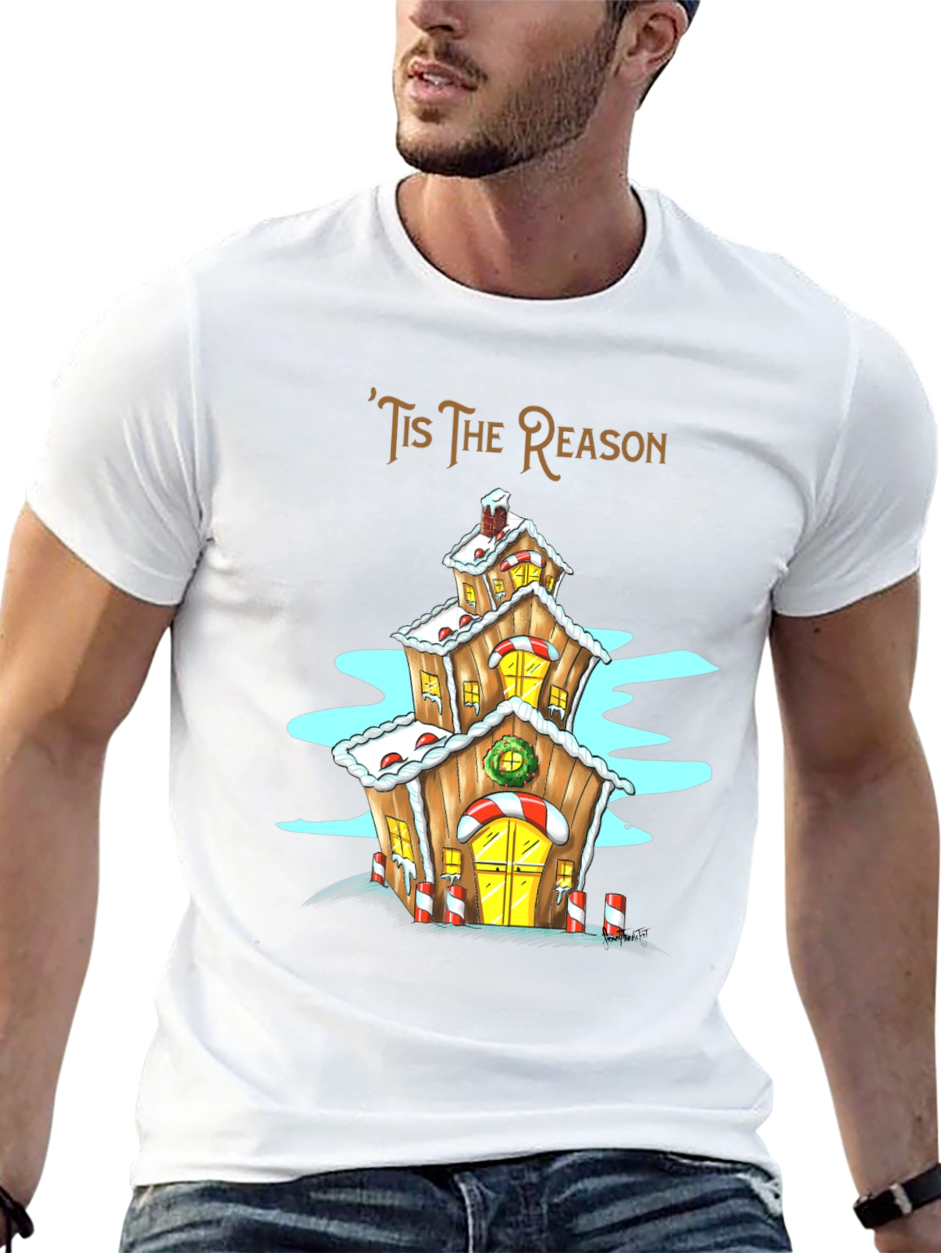 Tis The Reason Christmas Gingerbread House T-Shirt