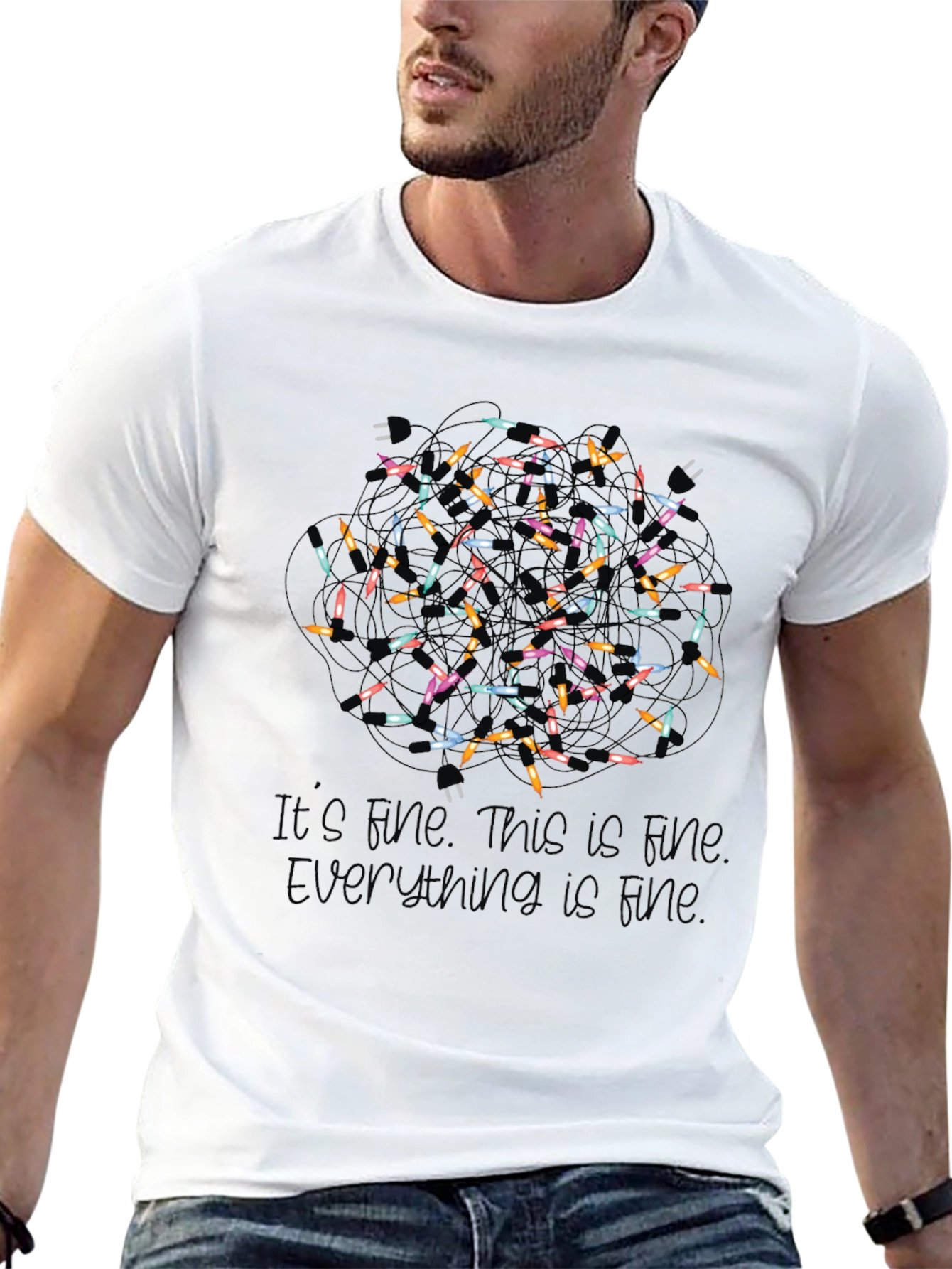 Its Fine Christmas Lights Graphic Tee