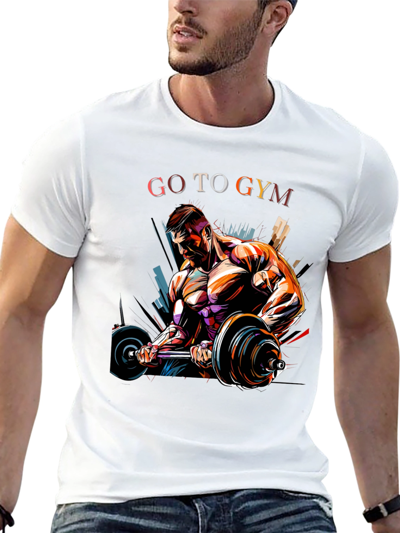 Go To Gym Black Graphic T-Shirt