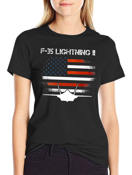 F-35 Lightning II American Flag T-Shirt