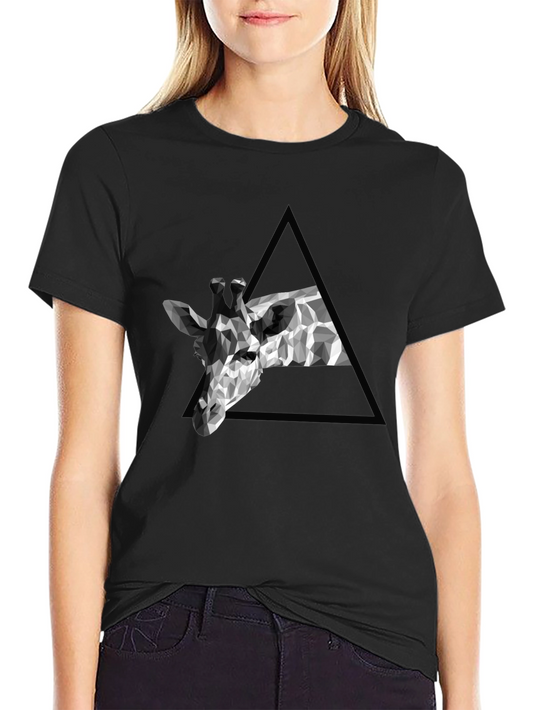 Geometric Giraffe Tee - Modern Black T-Shirt