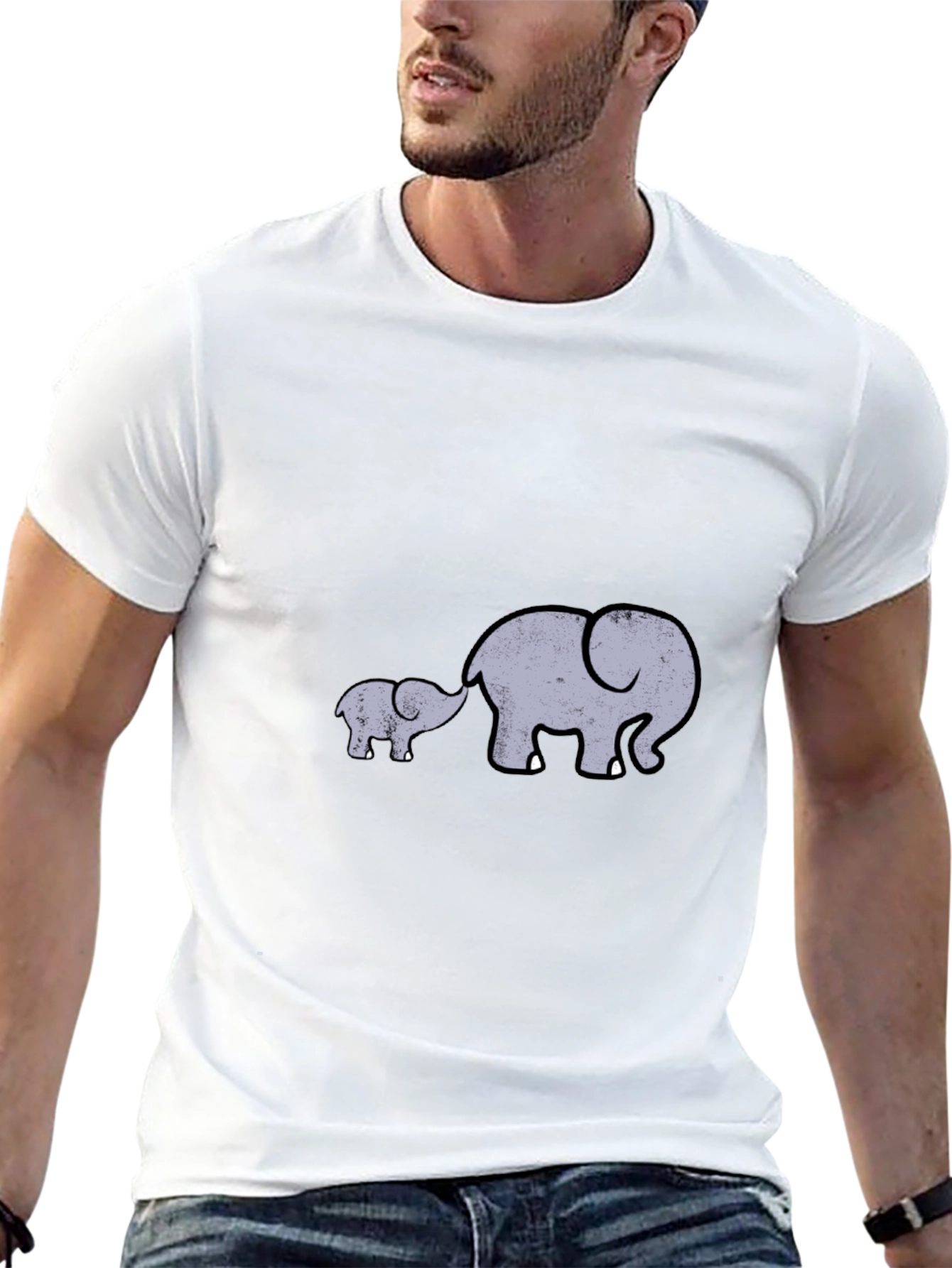 Elephant Family Graphic Tee - Black Casual Comfort