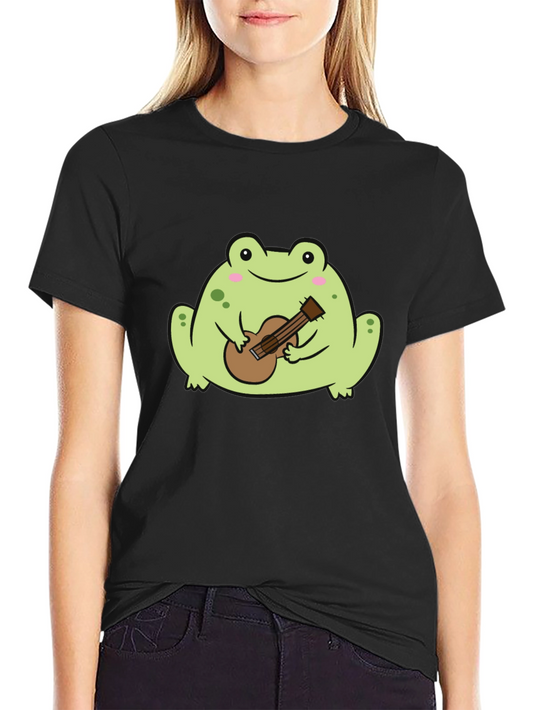 Frog Playing Guitar Graphic Tee - Unisex Black T-Shirt