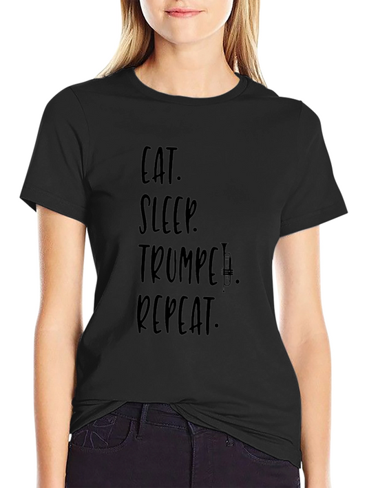 Eat Sleep Trumpet Repeat Black T-Shirt