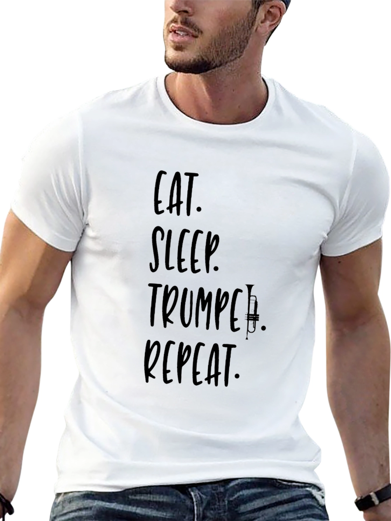 Eat Sleep Trumpet Repeat Black T-Shirt
