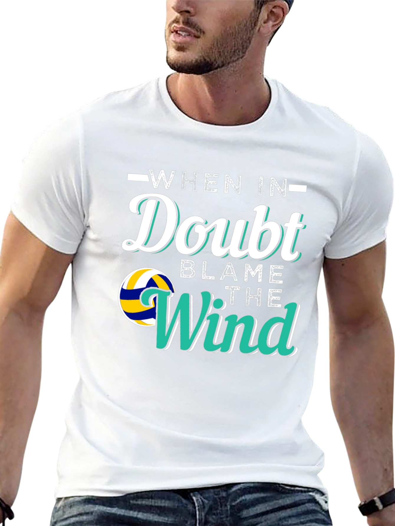 Volleyball When In Doubt Blame the Wind Graphic T-Shirt
