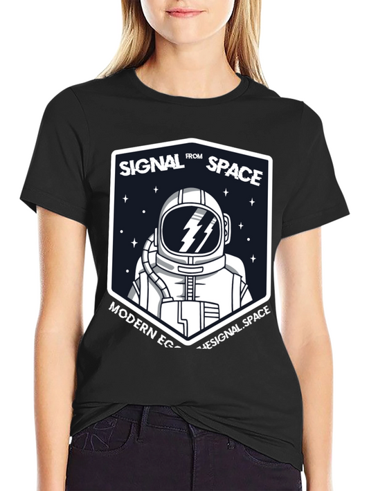 Signal From Space Astronaut Black T-Shirt