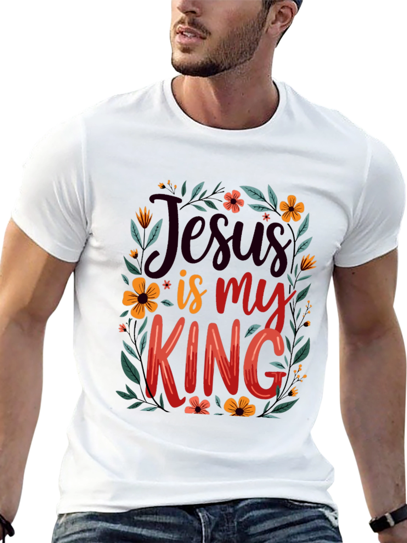 Jesus is My King Floral T-Shirt