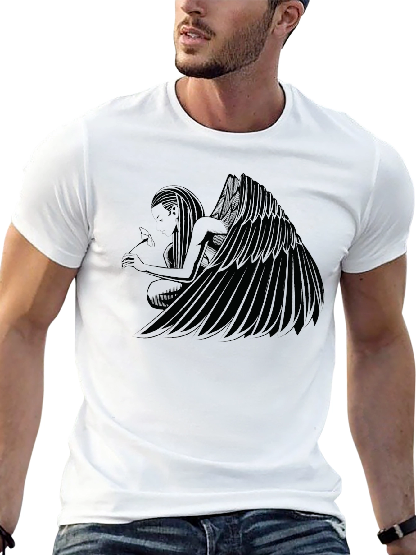 Winged Angel Graphic Tee - Black