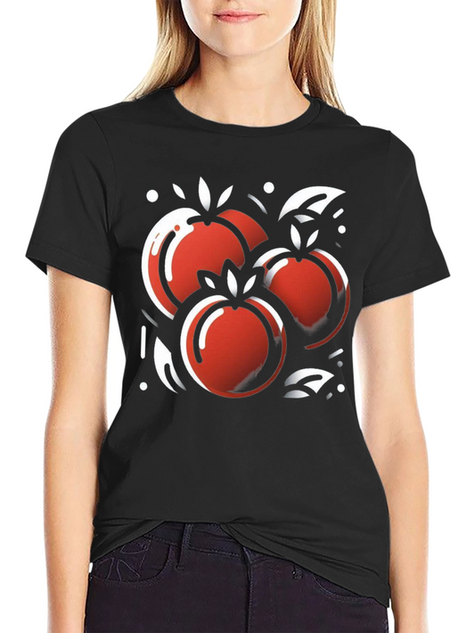 Stylish Black Tee with Artistic Fruit Graphic