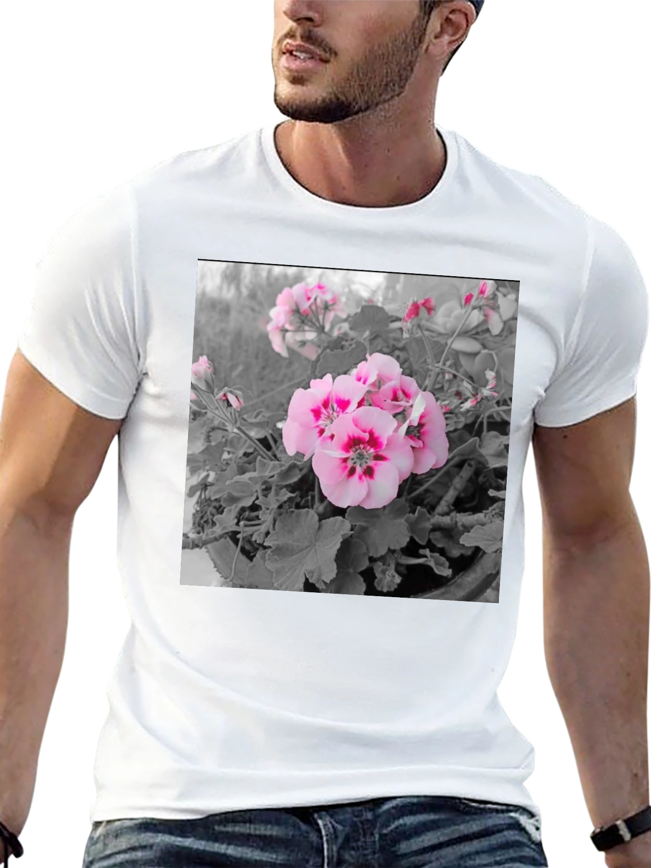 Floral Graphic Tee - Black Cotton Comfort