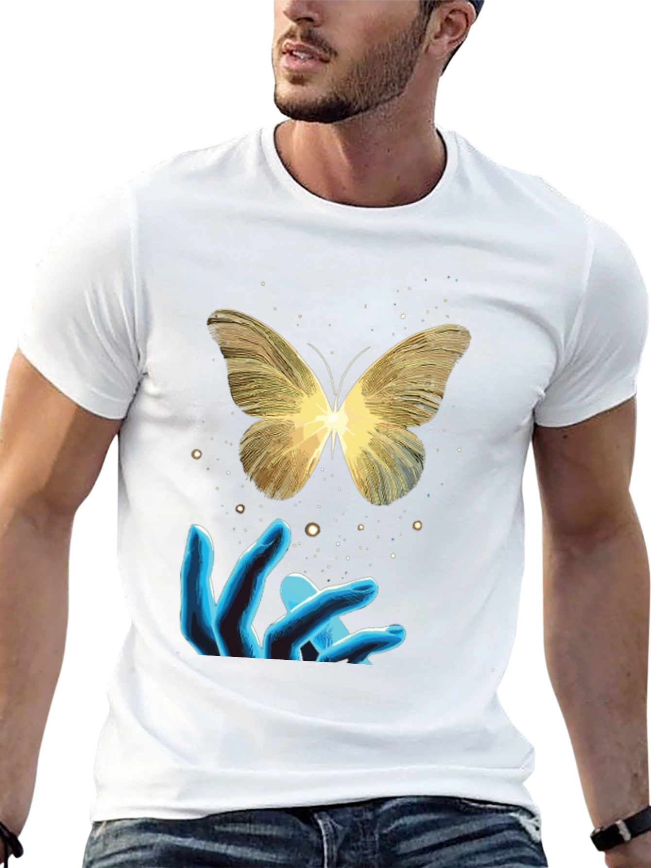 Butterfly and Hands Graphic Tee - Black