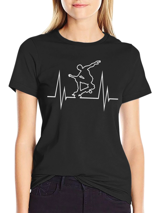 Skateboard Heartbeat Graphic Tee - Black