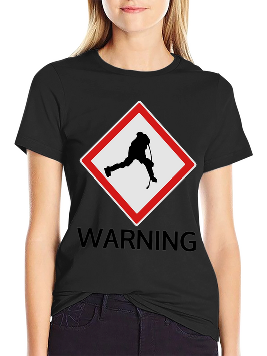 Hockey Warning Graphic Tee - Black