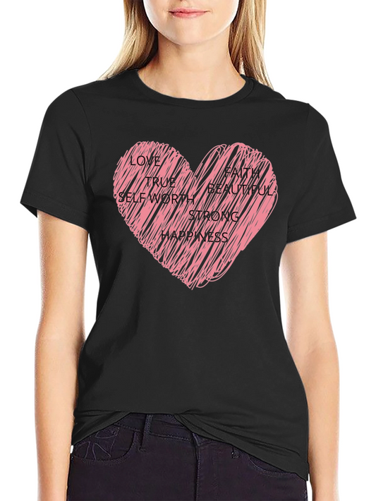 Heart Scribble Graphic Tee - Love Faith & Strength