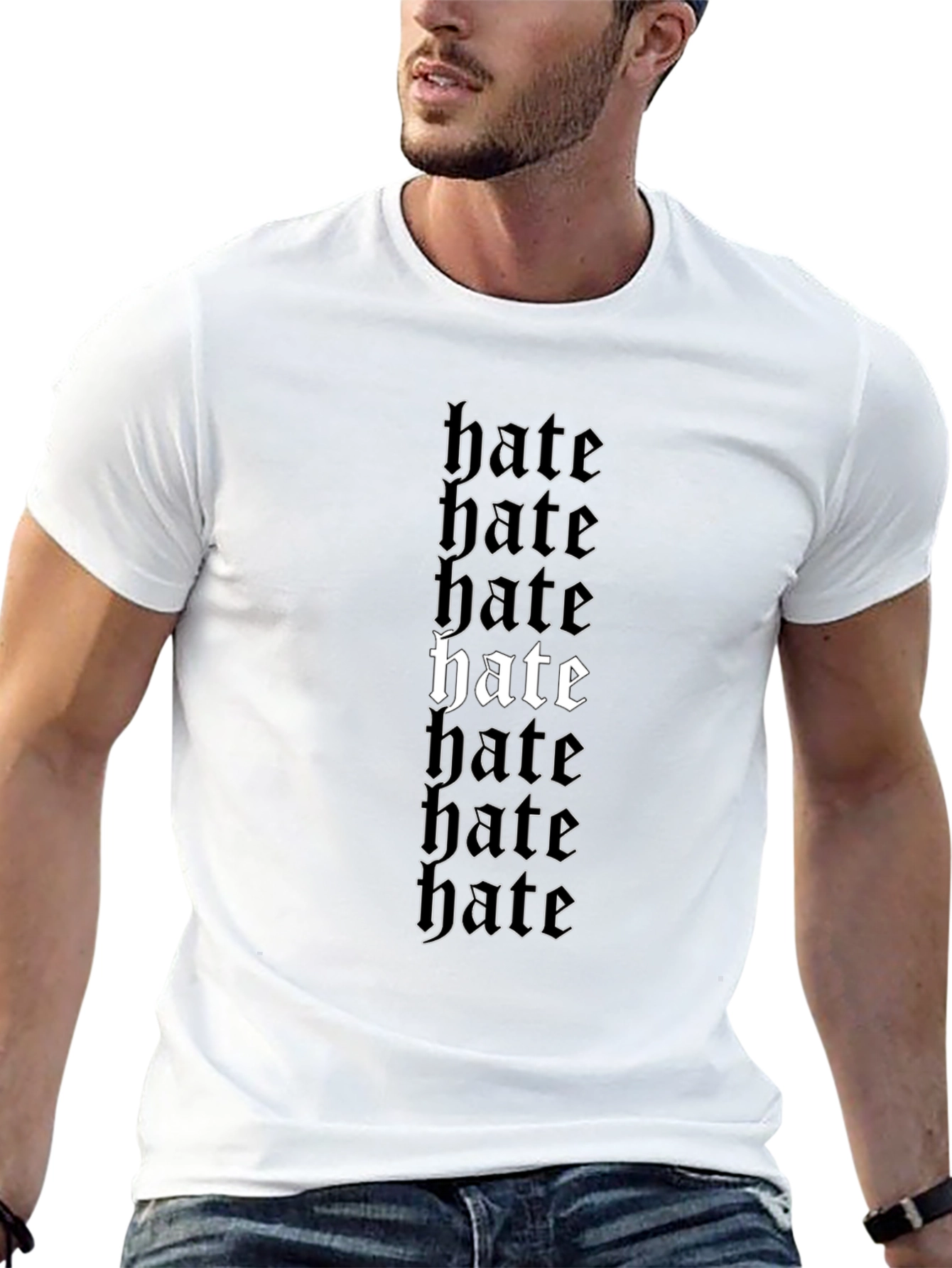 Hate Graphic Tee - Black Crew Neck T-Shirt