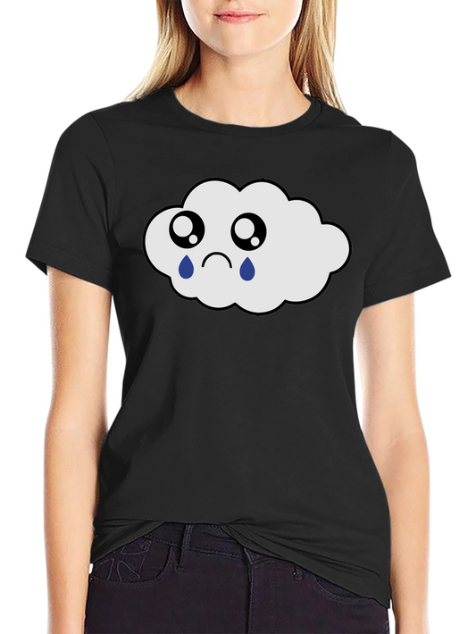 Sad Cloud Graphic Tee - Black Cotton T-Shirt