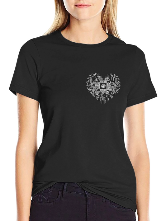 Tech Heart Graphic Tee - Circuit Brain Design