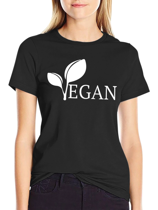 Vegan Leaf Graphic Tee - Black Cotton