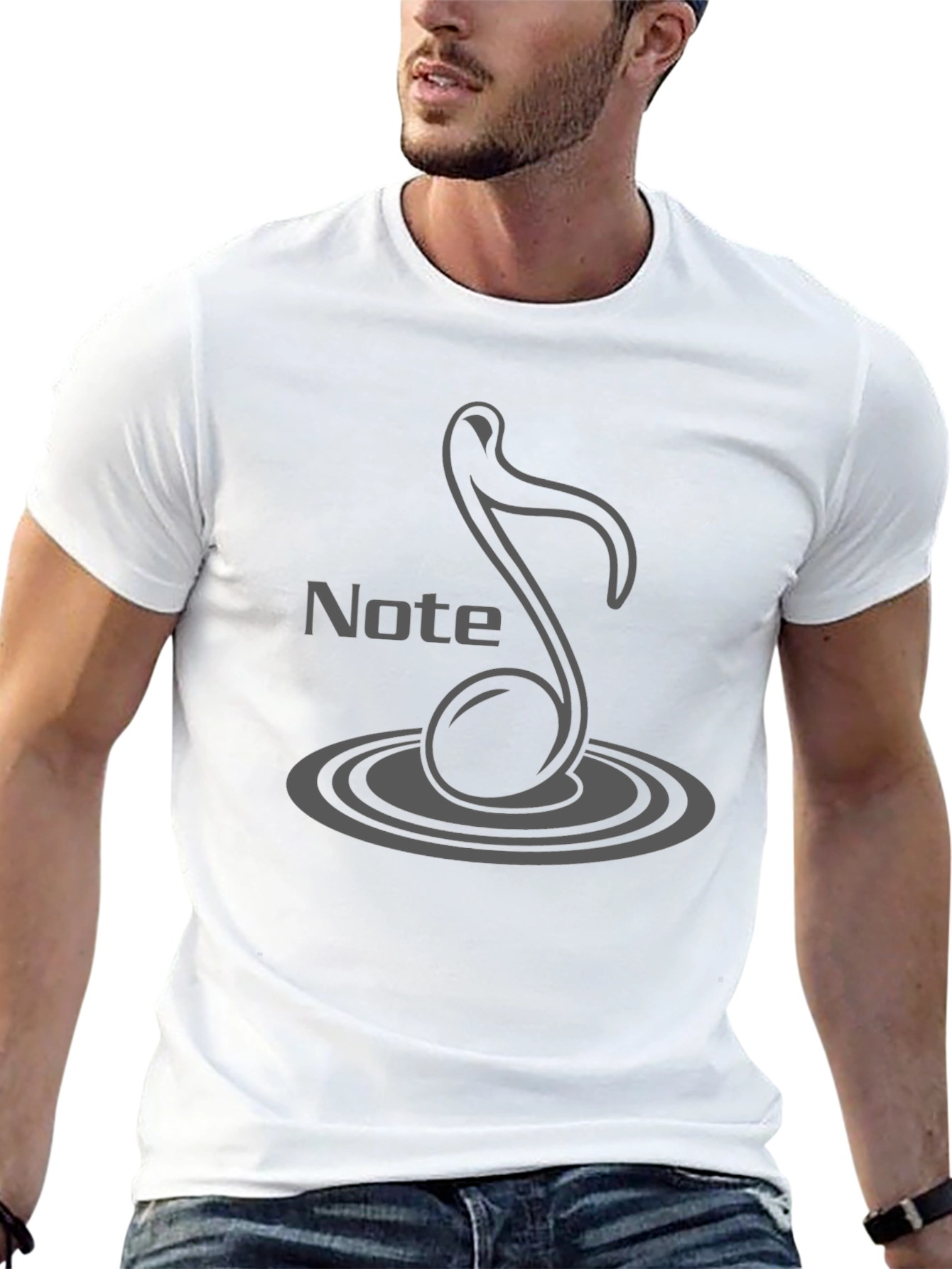 Musical Note Ripple Mens Black T-Shirt