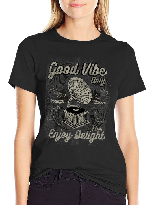 Good Vibe Only Vintage Gramophone T-Shirt