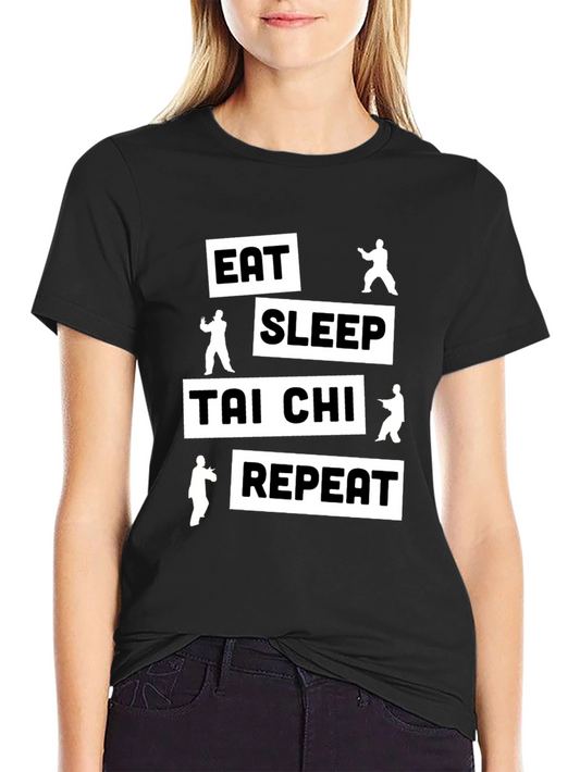 Eat Sleep Tai Chi Repeat Black T-Shirt