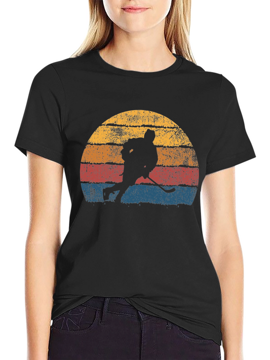 Vintage Hockey Sunset Graphic T-Shirt
