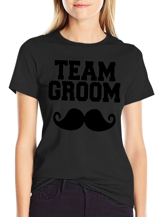 Team Groom Mustache Graphic T-Shirt - Black