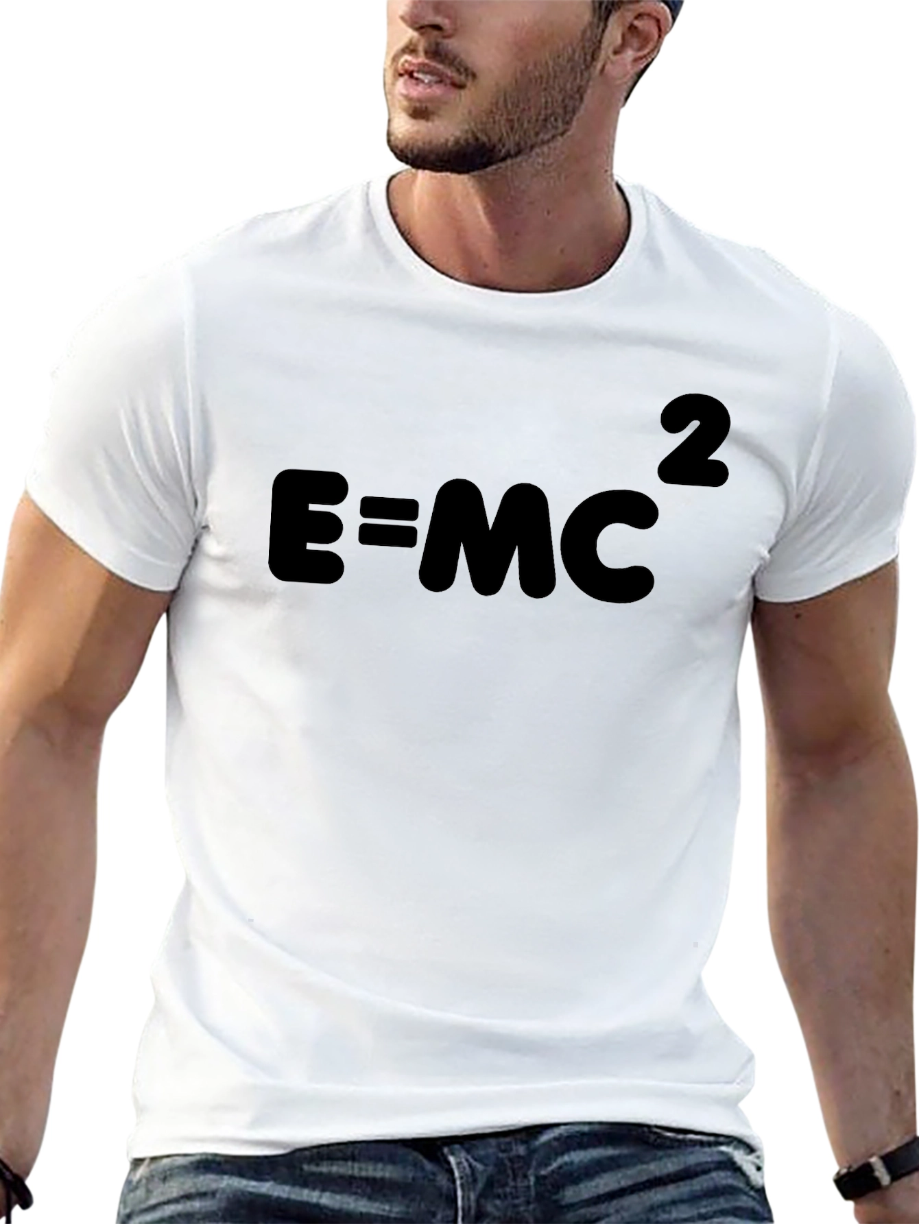 E=MC2 Black Cotton Tee - Science Geek Shirt