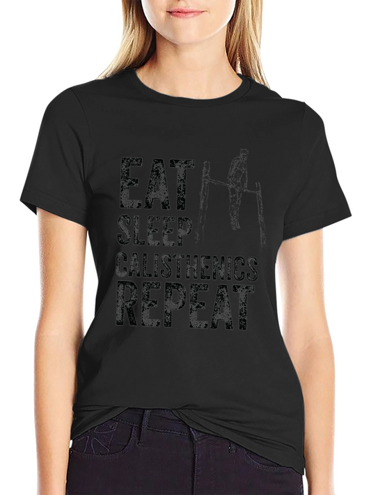 Eat Sleep Calisthenics Repeat Black Graphic Tee