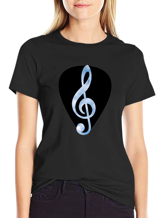 Treble Clef Guitar Pick Graphic Tee - Black
