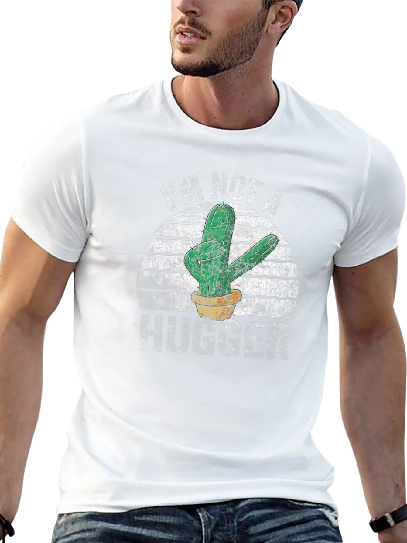 Im Not A Hugger Cactus Graphic T-Shirt