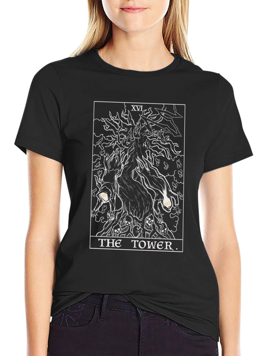 The Tower Tarot Card Graphic T-Shirt - Black